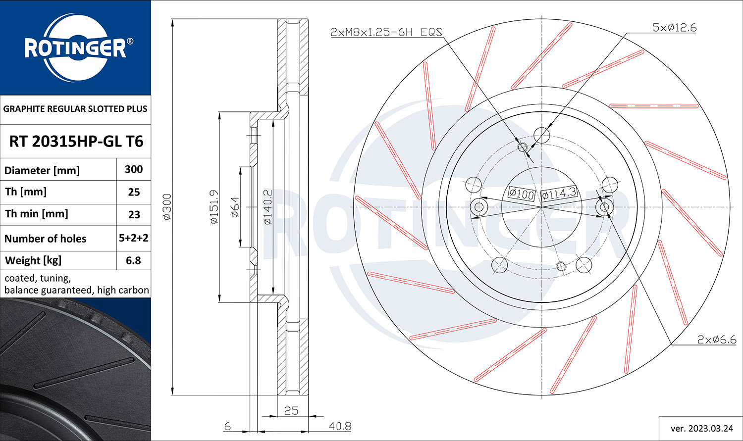 ROTINGER Első féktárcsa RT20315HP-GLT6_ROT